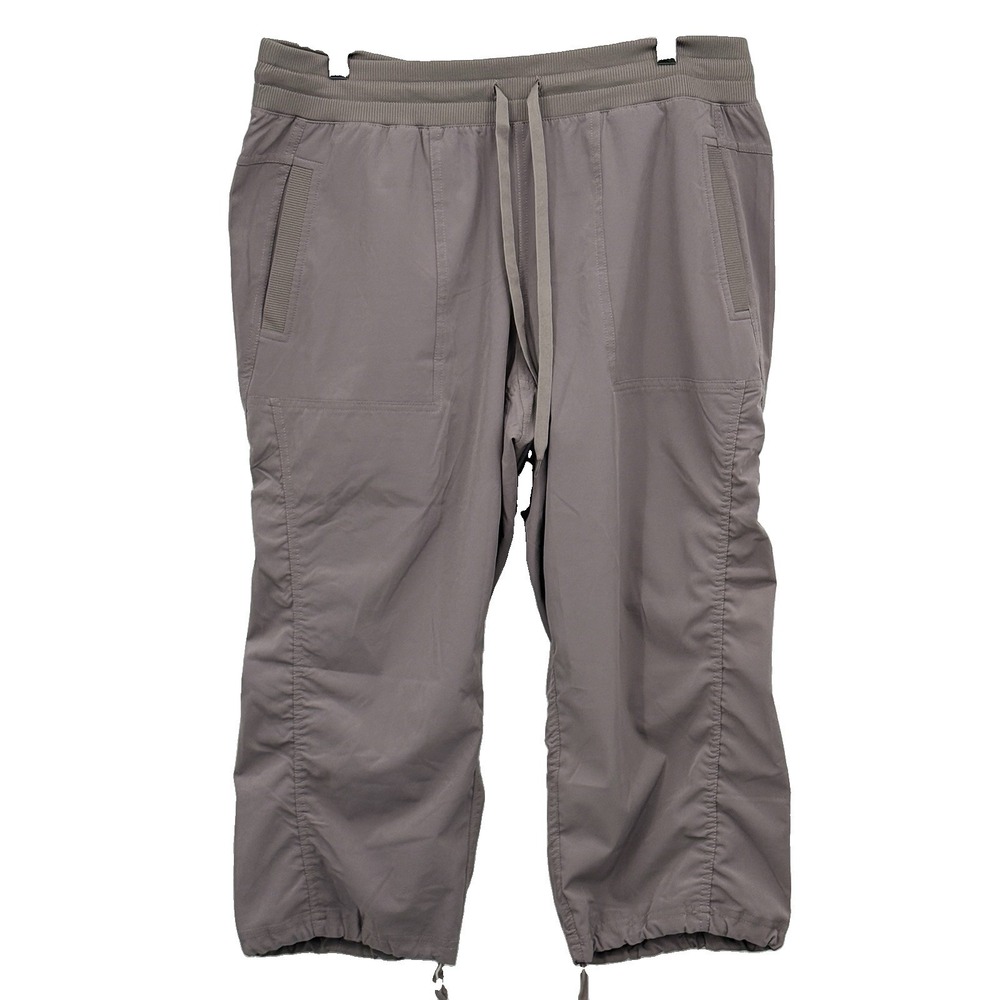 RBX Women Lightweight Quick Drying Capris Adjustable Leg Stretch Gray Sz L Large